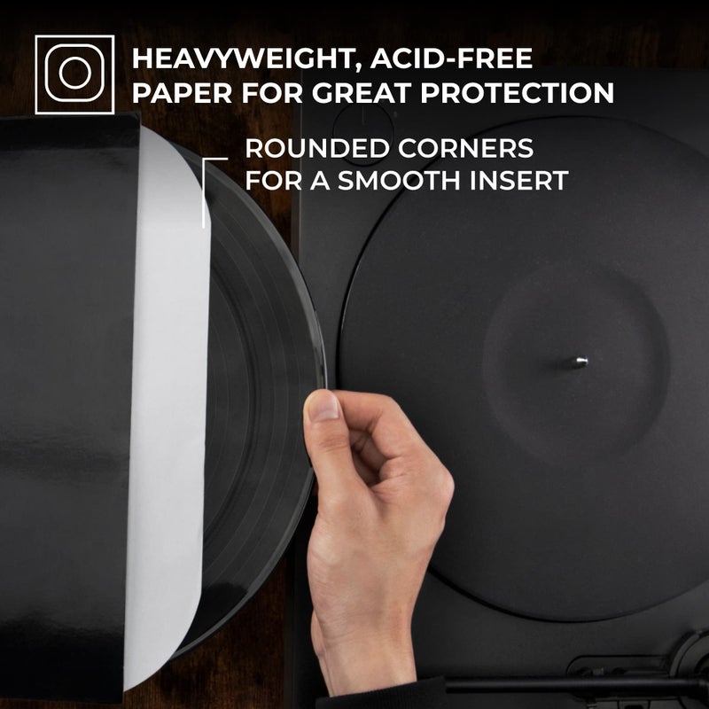 Big Fudge 12" Vinyl Record Sleeves- Inner Sleeves 100 Pack - Heavyweight Acid Free Paper Vinyl Covers - Accessories Protect LP Albums from Dust, Dirt & Scratches - Image 2
